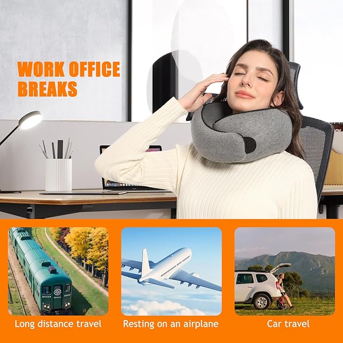 Almalls Travel Pillow Memory Foam Neck Pillow Support Pillow,Luxury Compact & Lightweight Quick Pack for Camping,Offices,Sleeping Rest Cushion,Portable Plane Accessories