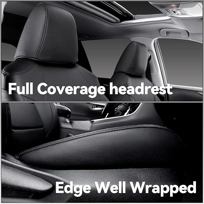 coverdream Rogue Seat Covers Full Set for 2021-2025 2026 Nissan Rogue S,SV(Not for Sport),Fully Covered Luxury Waterproof Leather Car Seat Protector,Stain-Resistant (Black)