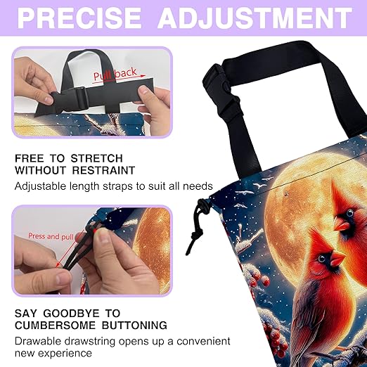 UUCBTAH Car Trash Bag Hanging Cardinals on Winter Night Car Trash Can for Back Seat Waterproof Car Garbage Can with Adjustable Straps and Drawstring for Car Accessories Vehicle Travelling Camping