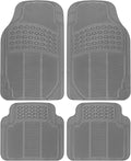 BDK 3-Piece Gray Rubber Floor Mats (Front + Rear), Heavy Duty Universal Fit Liners for Cars SUVs Trucks Vans, All Weather Protection Anti-Slip Nibs, Flexible Contours Fits Most Vehicles