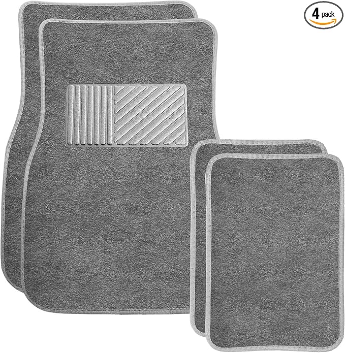 4PCS Car Floor Mats, Waterproof Non-Slip Car Floor Liners with Safety Heel Pad, All-Weather Wear-Resistant Mats Heavy Duty Universal Carpets for Truck SUV Van Sedan (Gray)