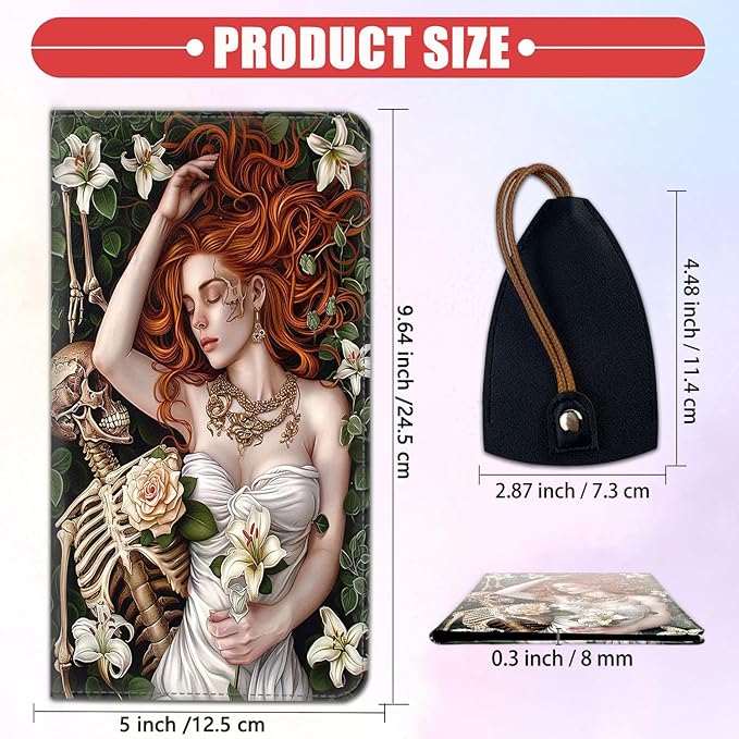 Car Registration and Insurance Card Holder for Women Men, Waterproof PU Leather Glove Box Car Organizer with Magnetic Shut, Vehicle Document Holder for Driver License,Cards, Beauty and Skeleton
