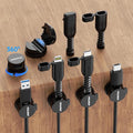 6 Desktop Cord Organizer Magnetic Spring Cable Clips Rotatable Cord Holder 2 Charging Cord Protecors for Nightstand Phone Charger Organizer Computer Desk Cable Management Appliance Adhesive Wire Strap