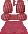 CAR PASS Heavy Duty Rubber Red Car Floor Mats & Cargo Liners, Deep Dish All-Weather Trunk Mats Durable Anti-Slip 3D Rhombus Waterproof Trim to Fit Liner Universal Fit Auto,Sedan,SUV,Truck, Burgundy