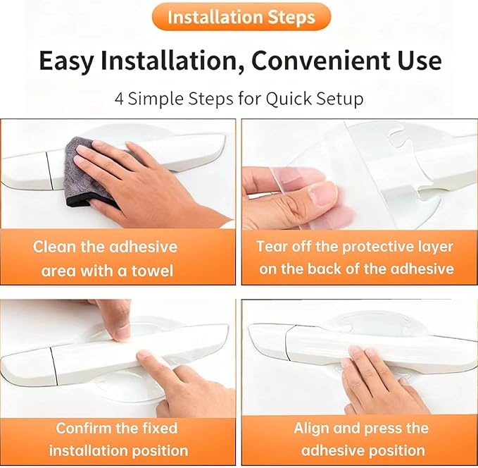 8PCS Clear Car Door Handle Protector – Transparent Anti-Scratch PET Film Stickers, Waterproof Adhesive Guard for Door Bowl & Rear View Mirror, Universal Paint Protection for Cars, SUVs, Trucks, Sedans