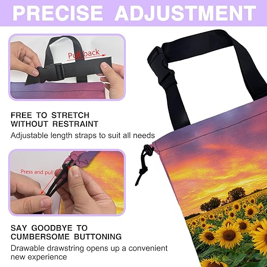 Car Trash Bag Sunflower Field Car Garbage Bag Waterproof Car Trash Can for Back Seat with Adjustable Straps and Drawstring, Foldable Car Trash Bin for Car Accessories Vehicle Travelling Camping