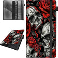 Decahouy Car Registration and Insurance Holder,Leather Vehicle Glove Box Organizer Wallet for Document,Perfect for any Car,Truck,Motorcycle,Driver License,Trailer or Boat,Men & Women,Skull Red Rose