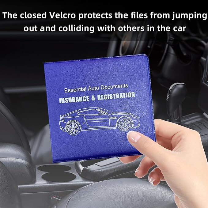 Ziciner Car Registration Insurance Holder, 2Pack Essential Auto Card Document Glove Box Organizer with Touch Fastener, Vehicle Interior Accessories Perfect for Most Car, Truck, SUV (Blue/Big Car)
