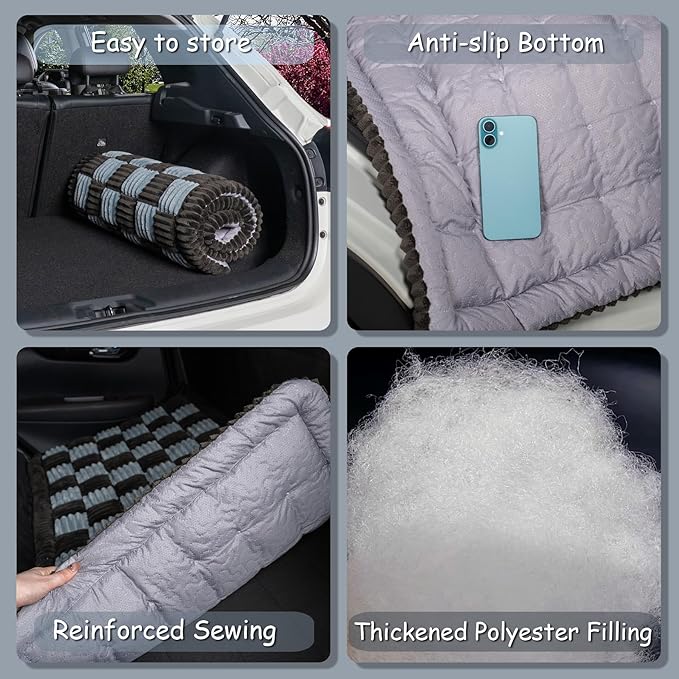 Dog Bed Mat for Trucks, Non-Slip Car Dog Bed for Pickup Back Seat Extenders, Soft Furry Travel Pet Blanket, Washable and Custom Fit for Truck Backseat Extenders and Hammock Seat Covers (58"×29" Gray)