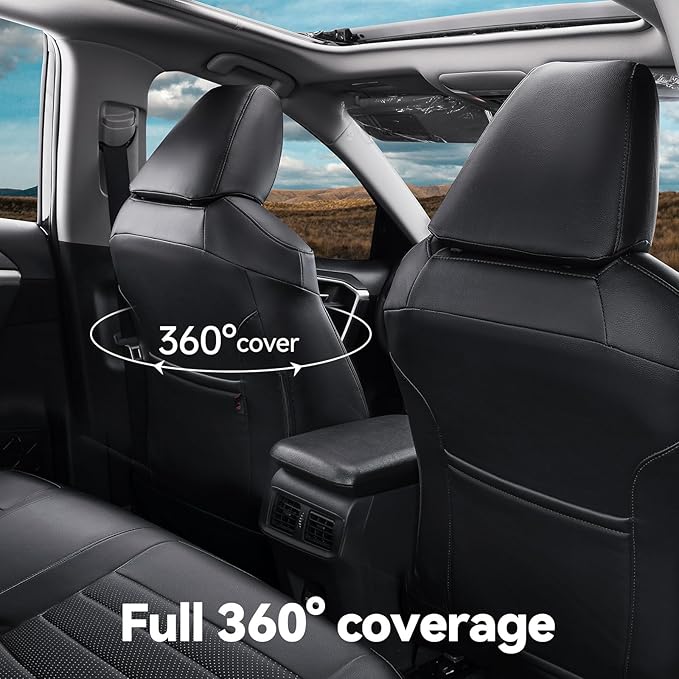 coverdream Rogue Seat Covers Full Set for 2021-2025 2026 Nissan Rogue S,SV(Not for Sport),Fully Covered Luxury Waterproof Leather Car Seat Protector,Stain-Resistant (Black)