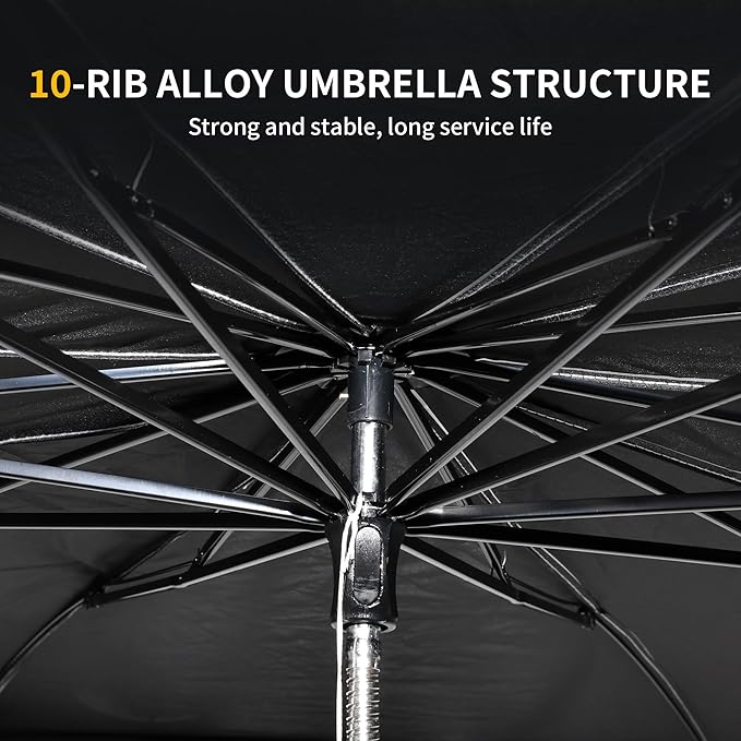 RERPRO Front Windshield Sunshade Umbrella Compatible with 2023 2024 2025 Tesla Cybertruck Window Sun Shade Interior Sun Protection Accessories, for Tesla Cyber Truck Foldable Sun Shield Cover