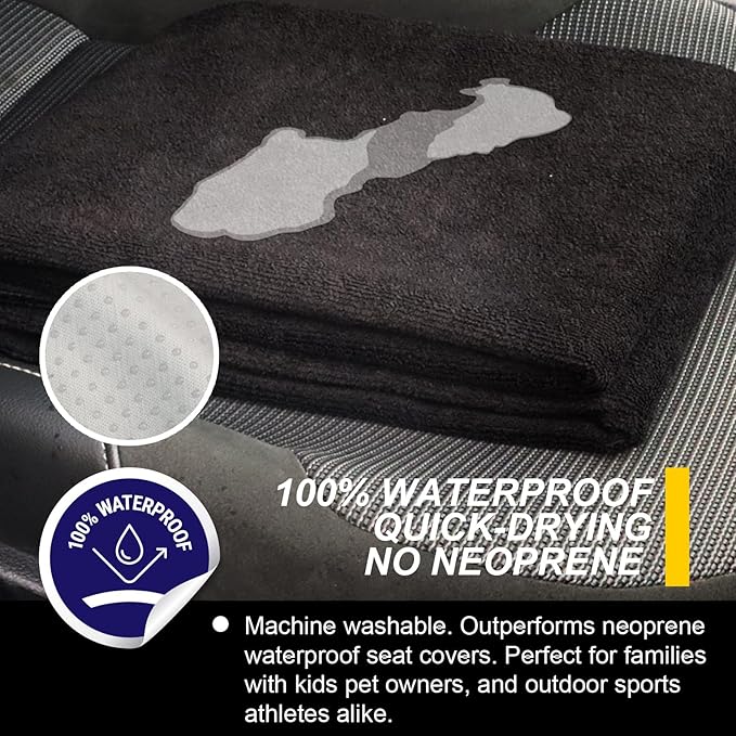 LoyaGour Back Seat Cover for Car Trucks Van SUV,Waterproof Rear Bench Towel Seat Covers for Dogs and Kids,Automotive Backseat Protector (Black)