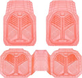 CAR PASS Heavy Duty Rubber Car Mats, Deep-Dish All Weather Car Floor Mats Girly for Women, Universal Trim-to-Fit for SUVs Trucks Sedans, Waterproof Anti-Slip, 3 Pieces Transparent Pink