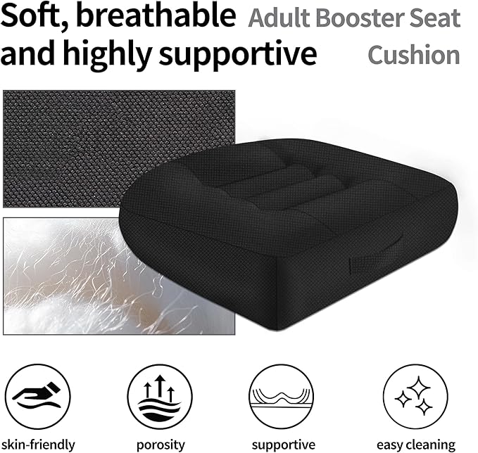 Height-Adjustable Seat Cushion-15.7x15.7x4.7inches Improved Model with Adjustable Height Breathable Nylon mesh Fabric Ergonomic Design Suitable for use in Cars, Offices, and Outdoors