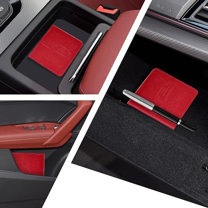 2-Pack Car Registration and Insurance Holder, Car Organization Vehicle Document Organizer with Magnetic Closure for Cards, License in Glove Box, Red