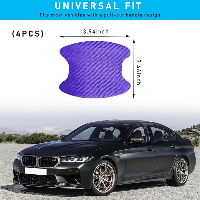 Ziciner 4 PCS Car Door Handle Sticker, Carbon Fiber Texture Auto Door Handle Protective Films, Anti-Scratches Door Side Handle Paint Guard, Universal Vehicle Accessories for Most Cars