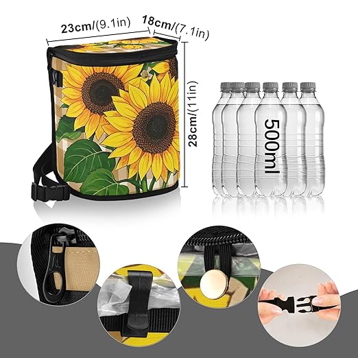 MNSRUU Car Trash Can with Lid, Sunflowers on A Plaid Car Trash Bag Hanging Organizers and Storage for Front Back Seat, Leak-Proof Trash Bin