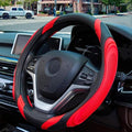 Car Steering Wheel Cover, 15 Inch Leather Breathable Anti-Slip Soft Steering Wheel Protector for Men and Women, Universal Car Accessories for SUV, Truck, RV (Red)