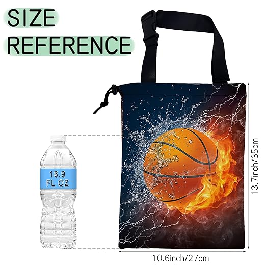 NHNXHWIA Basketball Car Trash Bag,Fire Ball Hanging Drawstring Car Garbage Bag,Waterproof Canvas Car Back Seat Organizer with Adjustable Buckle,for Vehicles,SUVs,Camping,Road Trips