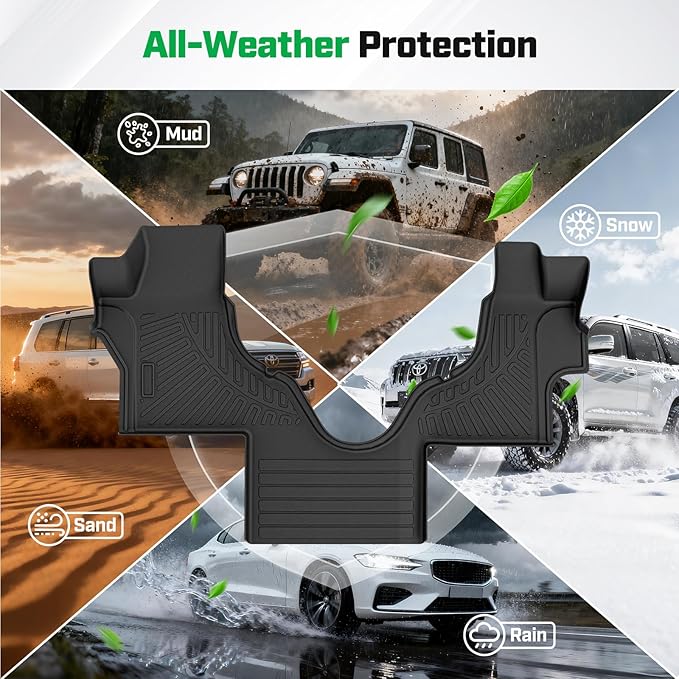 Cartist Floor Mats Fit for Ford Econoline/E-Series 2007-2025 E150/E250/E350/E450,All Weather Floor Liners for Econoline/E-Series Accessories Carpet Protection 3D TPE Heavy Duty Van Floormats