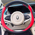Universal Car Microfiber Leather Steering Wheel Cover Anti-Slip for 14.5"-15" (Black-Red)