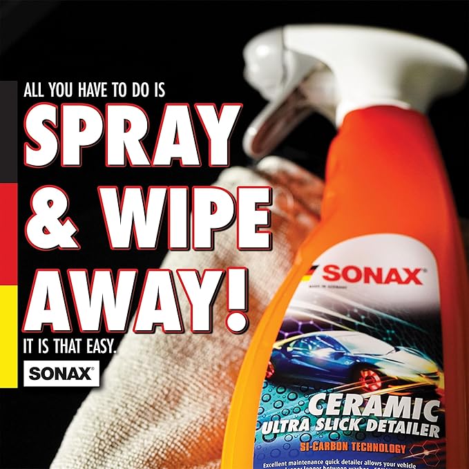 SONAX Premium Exterior Car Wash Kit | 5-Piece Complete Car Care Set | Car Wash Shampoo, High Speed Wax, Wheel Cleaner, Tire Gloss Gel & 3-Pack Microfiber Cloths | Professional Car Detailing Kit