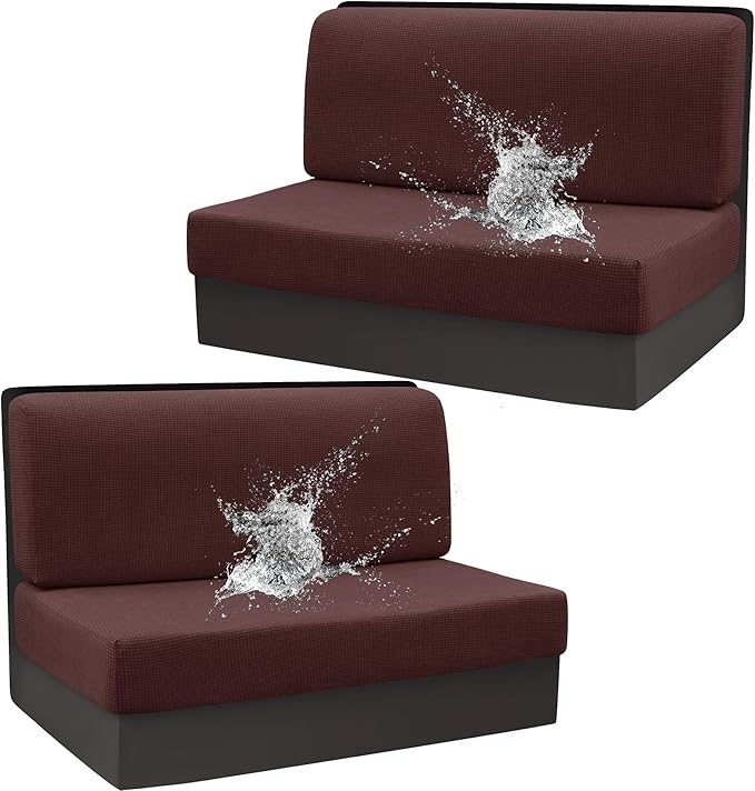 Stretch Rv Dinette Cushion Covers,Rv Couch Covers Dinette Booth Seats with 1 Backrest & 1 Bench Cover,38 in Camper Cushion Covers Dinette Table Slipcover,2 Set-Dark Coffee