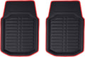 FH Group Automotive Floor Mats - PU Leather Floor Mats, Deep Dish Design, Floor Mats for Cars, Universal Fit Floor Mats Front Set, Floor Mats for Most Sedan, SUV, Truck Floor Mats Red Black