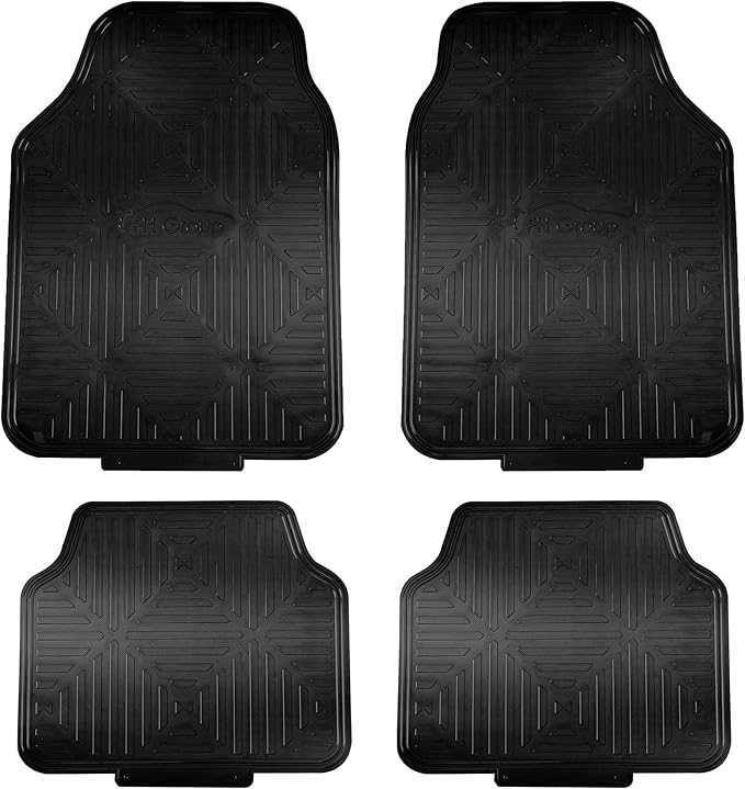 FH Group Automotive Floor Mats - Heavy-Duty Metallic Rubber Floor Mats for Cars, Universal Fit Full Set, Climaproof Floor Mats, Trimmable Floor Mats for Most Sedan, SUV, Truck Floor Mats Black