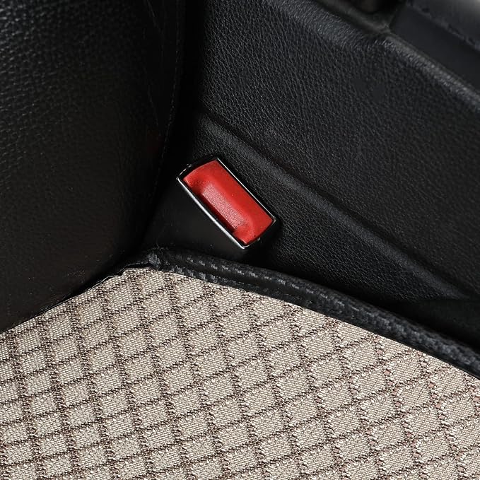 XZPILINA Breathable Back Seat Cover-Universal Rear Seat Mat for All Seasons, Car Rear Seat Protector with Polyester Silk Material, Non-Slip Bottom. Fits 95% of Sedans, SUVs, Vans.(Beige)