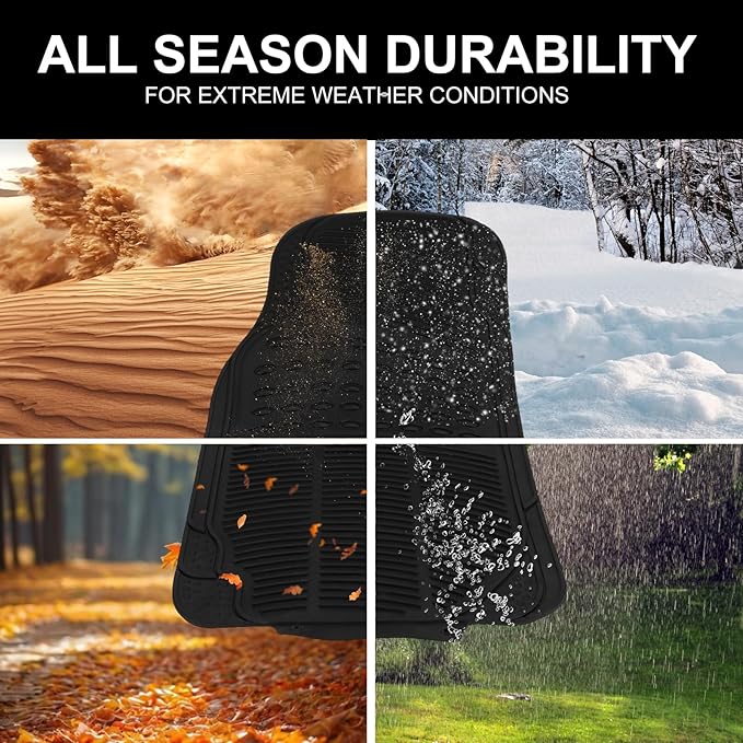 3 Pieces Universal Trim-to Fit Automotive Floor Mats Waterproof All Weather Car Mats Heavy Duty Rubber Car Mats for Cars Sedans SUVs Trucks