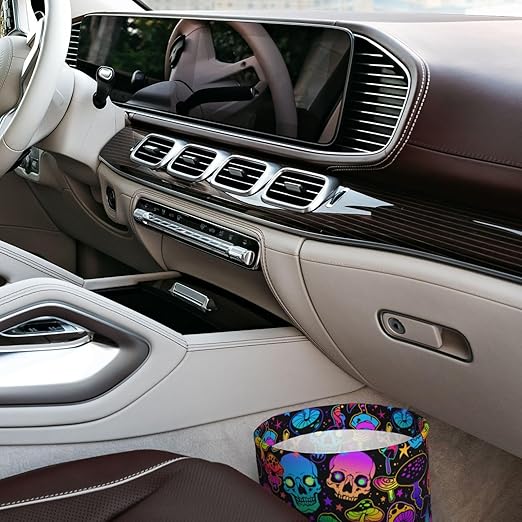 BEIANSHUO Mushrooms Skulls Car Trash Can Collapsible Garbage Can,Hanging Trash Bag Water Proof with Suitable for Storage for Car Interiors,Home