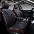 FLORICH Car Seat Covers, Front Seat Covers, 2 Pack Leather Seat Covers for Cars, Black and Red Car Seat Cushions Waterproof Automotive Driver Seat Covers Fit for Most Cars SUV Trucks