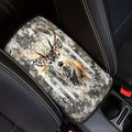 Deer Camo Hunting Print Armrest Cover Pad for Car American Flag Print Car Center Console Armrest Cushion Pad Universal Fit for Most Cars