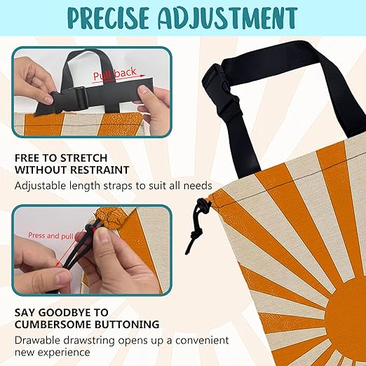 KXWQTRDD Car Trash Bag Retro Orange and White Sunray Leak-Proof Car Garbage Bag with Drawstring Foldable Canvas Trash Bin with Adjustable Buckle for Car Accessories, Travelling, Camping