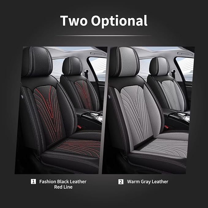 DISUTOGO Front Seat Covers Fit for Nissan Kicks 2018-2025 2026 Waterproof Faux Leather Automotive Cushion Protector Car seat Covers Compatible Airbag(2 Seats, Grey)