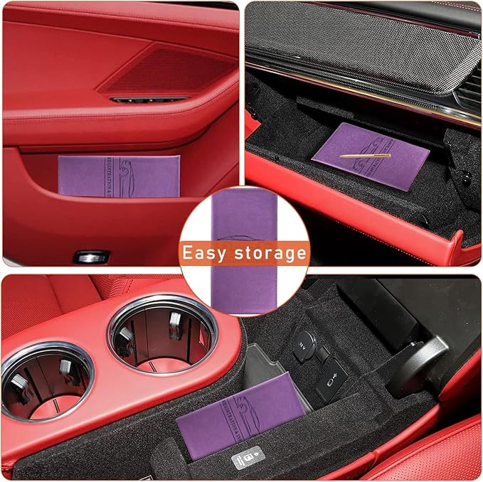 Kewucn Car Registration and Insurance Card Holder, Leather Auto License Document Glove Box Compartment Organizer, Essentials Vehicle Wallet Case for Driver License, ID Card (Purple)