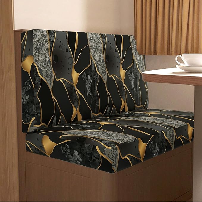 Stretch Rv Dinette Cushion Covers,2 Seat Rv Seat Covers with 1 Backrest & 1 Bench Covers,RV Cushion Couch Covers Dinette Both Seats for RV Camper (Geometry 1, 2 Backrest & 2 Bench Covers)
