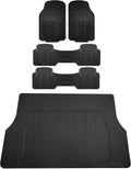 FH Group 3 Row Climaproof™ Trimmable Non-Slip Vinyl Floor Mats with Cargo Liner- Universal Fit for Cars Trucks and SUVs (Black) F11306-F16401