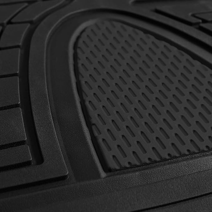 WYLF Automotive Floor Mats Waterproof Premium Tall Channel Trimmable Non-Slip Rubber Floor Mats - Full Set Black for Cars, Universal Fit, Floor Mats for Sedan, SUV, Truck Floor Mats