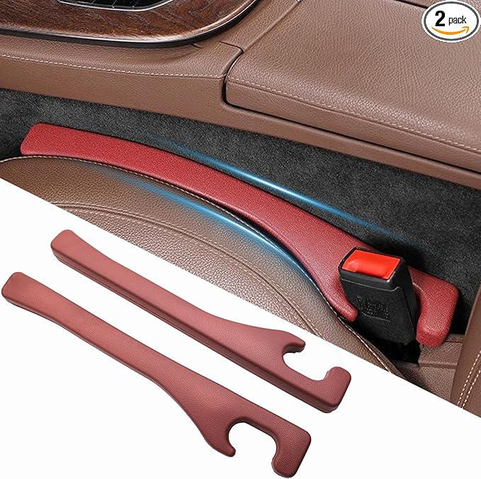 Uootill 2Pcs Car Seat Gap Filler Set,Seat Gap Organizer, No Drop Seat Guard,Car Seat Accessories,Drop seat Gap fillers Between Seat and Console Stop Things from Dropping (Claret 2Pcs)