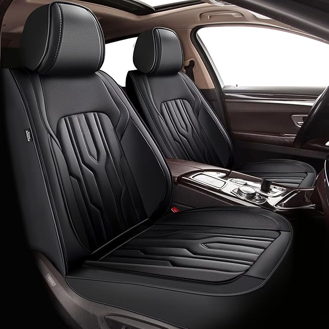 YORKNEIC Fit for Volvo XC60 Seat Covers Full Set 2010-2023 2024: 5 Seats Waterproof Leather Car Seat Covers Protector (2 Row 5 Seat, Black)