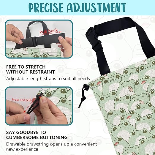 KXWQTRDD Car Garbage Bag Cute Frog Kiddie Hanging Canvas Car Trash Bag Waterproof Drawstring Car Back Seat Organizer for Car Back Front Seat Console with Adjustable Buckle