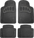 FH Group Automotive Floor Mats Heavy Duty Footprint Design Rubber Floor Mats for Cars,Universal Fit Full Set,Climaproof Floor Mats Trimmable Floor Mats for Most Sedan, SUV, Truck Floor Mats Black