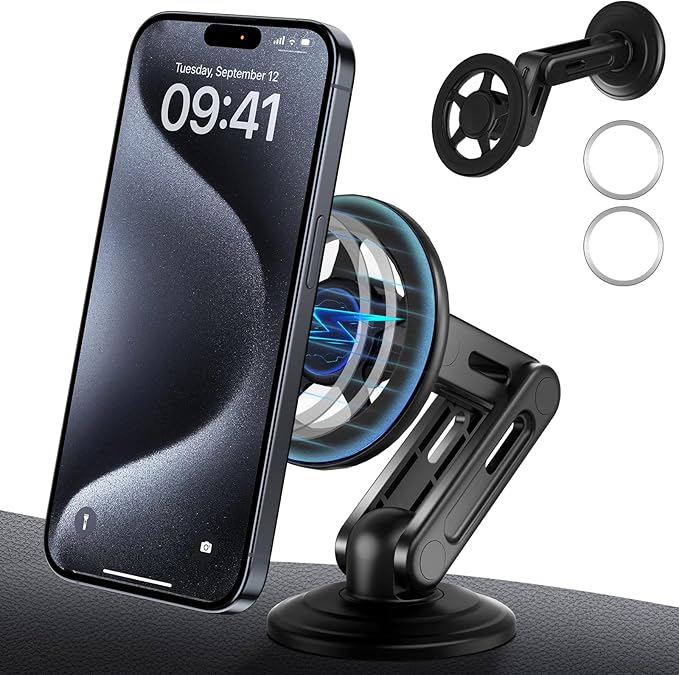 for MagSafe Car Mount Dashboard [360° Rotation All-Metal] [20 Strongest Magnets] Magnetic Phone Holder for Car Dash, HandsFree Car Phone Holder Mount for iPhone 15 Pro Max 14 13 12 Pro Plus Mini All