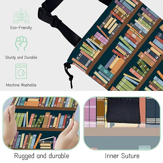 NHNXHWIA Book Shelves Car Trash Bag,Hanging Drawstring Car Garbage Bag,Waterproof Canvas Car Back Seat Organizer with Adjustable Buckle,for Vehicles,SUVs,Camping,Road Trips