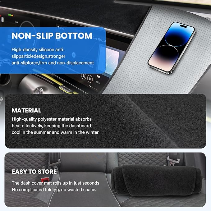 Dash Cover Compatible with Toyota 4Runner 2010-2024 Full Set, Dashboard Cover Mat and Center Console Cover Pad, Custom Fit Sunshield Protector Interior Car Accessories
