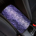 Purple Leopard Car Center Console Cover Armrest Pad Cover Universal Car Arm Rest Seat Storage Box Mat Wear Resistant Non Slip Interior Accessories