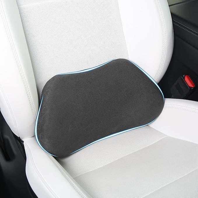 Lumbar Support Pillow for Car, Ergonomic Memory Foam Back Cushion for Driving, Seat Office Chair, Gaming Chair, Lower Back Support for Back Pain Relief, Black, 1 Pack