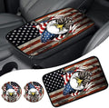 Car Armrest Cover Center Console Covers for Cars, Universal Waterproof Auto Arm Rest Covering Car Middle Console Armrest Seat Box Cover Protector +Car Coaster-Eagle on American Flag
